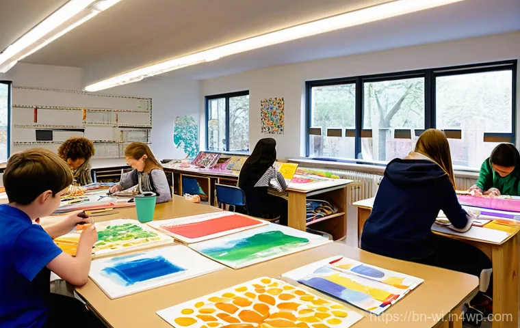 학교 건물 폐공간 활용 방안 - Prompt 1: A Vibrant Art & Innovation Studio in a Repurposed Classroom**