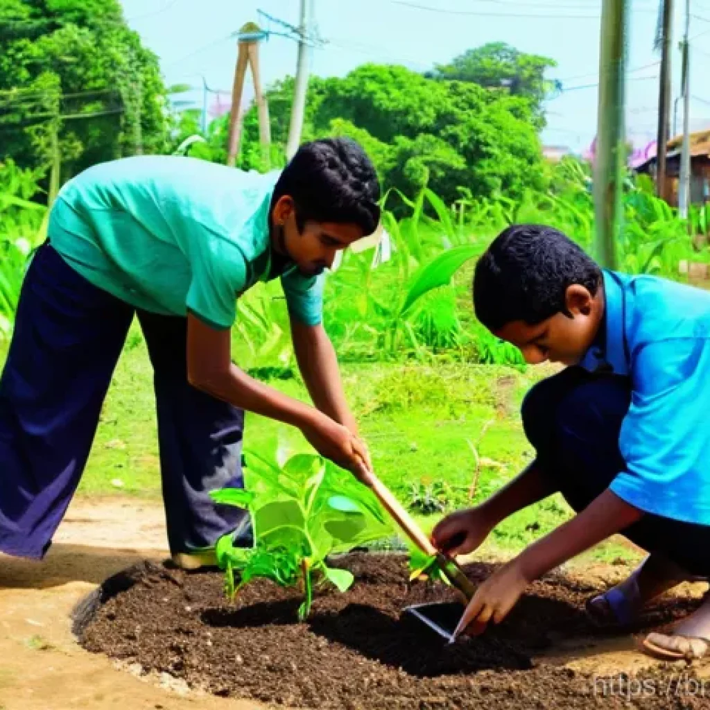 폐공간 생태적 전환을 위한 법적 고려사항 - **Community-Led Greening Project in Bangladesh:**
    A vibrant and hopeful outdoor scene in a semi-...