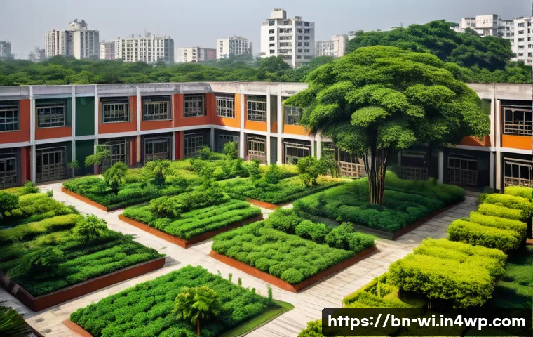국내 외 폐공간 생태적 전환 사례 비교 - An urban revitalization scene in Dhaka&rsquo;s old industrial area transformed into a lush green park, fea...