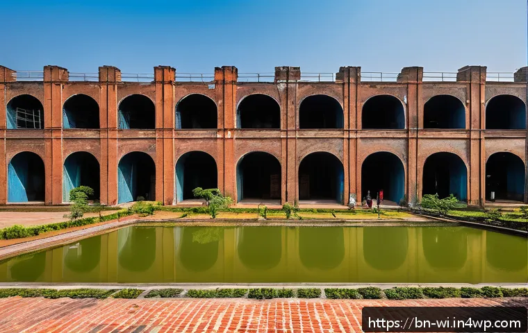 전환된 폐공간의 사용자 경험 분석 - A vibrant urban scene showing a restored historic industrial factory in Dhaka transformed into a mod...