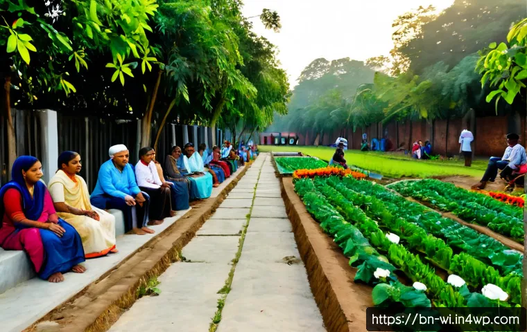 전환된 폐공간의 커뮤니티 복원 사례 - Photorealistic community restoration of a former vacant urban lot in Bangladesh, transformed into a ...