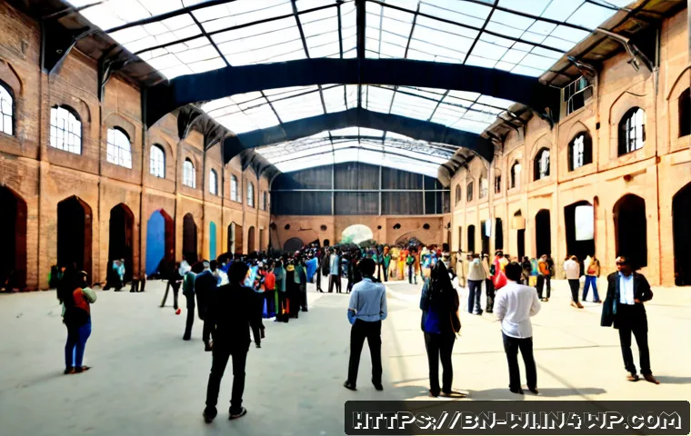 Home 17 폐공간 활용을 위한 국제 행사 사례 - Photorealistic international cultural event inside a renovated former railway warehouse in Dhaka, Ba...